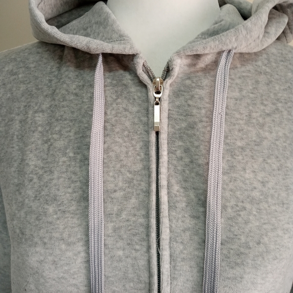 Level Eight Velour Velvet gray hooded jacket full - Picture 4 of 11